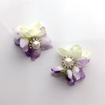 pearl×petal frill catch pierce☆lilac×pale green