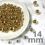 【12個】14mm / ゴールドカラー / メタルプラスチックビーズ
