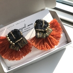 Träd（piace or earring）ビーズ刺繍 フリンジ ピアス リボン