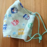 幼児～低学年むけ 立体マスク【乗り物／緑】
