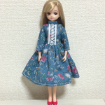 リカちゃん  花柄長袖ワンピース