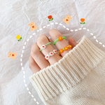 🍊柑橘系リングセット🌼        韓国アクセサリー 韓国インテリア ビーズアクセサリー フラワーリング お花リング ビーズリング ミカン みかん