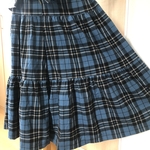 【定番】ギャザーたっぷりガウチョ☆細畝コーデュロイチェック柄ブルー