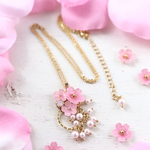 桜＊じゃらじゃらパールと輪っかのネックレス　（花、ピンク、さくら、サクラ）