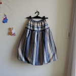 [T様ご予約品]森ガールチック大人バルーンスカート[ネイビーボーダー] 
