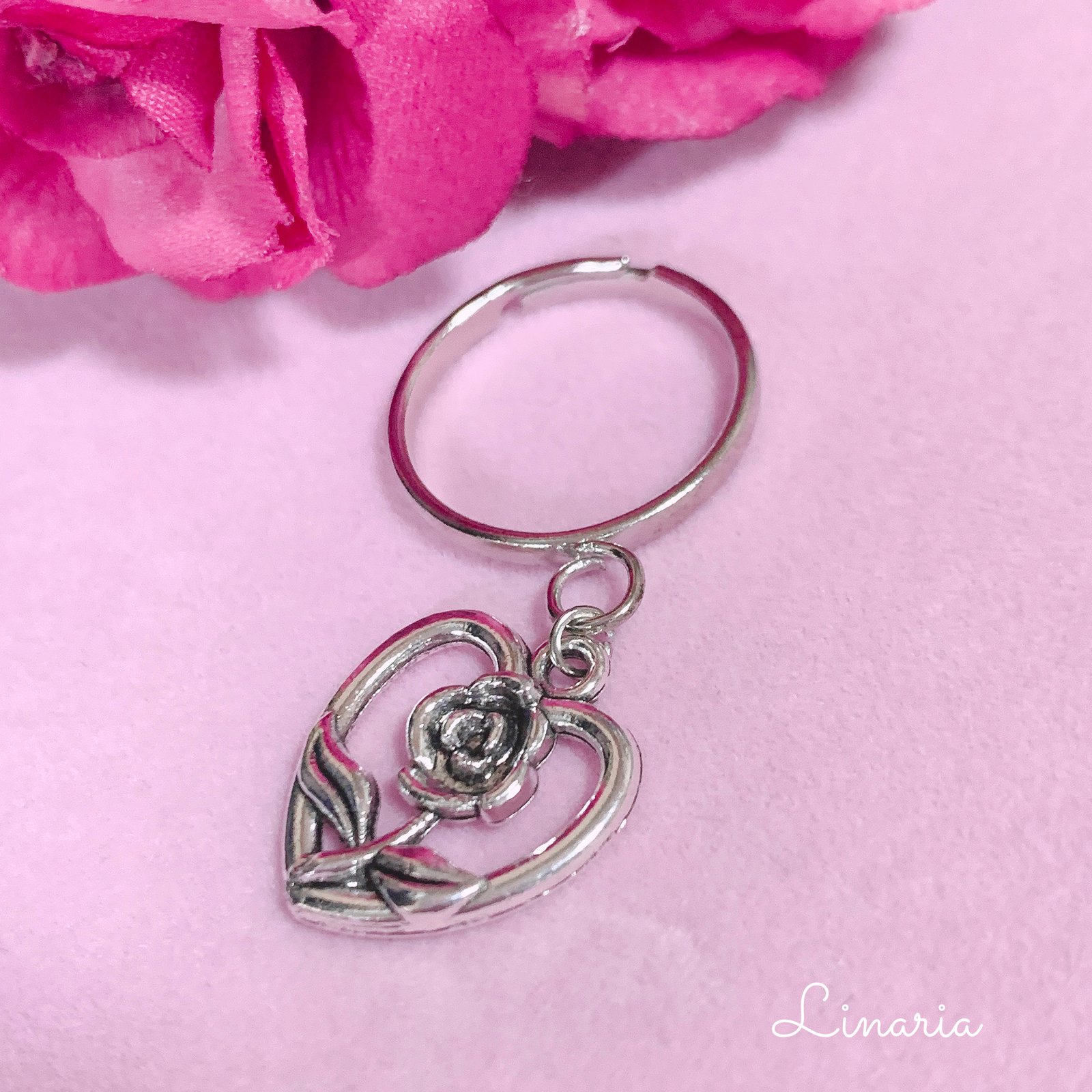 送料無料】ハート薔薇シルバーcolorリング♡ - Linaria | minne byGMO 