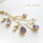 AAAタンザナイト　５粒使用♪　マットゴールドリーフ　ゴールド　デザインチェーンネックレス
