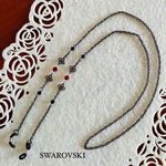 大人の赤色(ガーネット色SWAROVSKI)メガネチェーン  オプション選択でマスクチェーンとの2WAY作成可能です