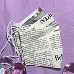 英字新聞柄 大臣風 折り上げマスク