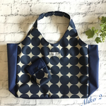 再販★ナイロンエコバッグ　クラウンドット(ネイビー×ネイビー)Lサイズ