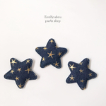 【再販】48㎜　クッションモチーフパーツ❤︎星（ネイビー）3pcs-618