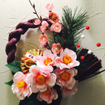 ＊ピンクのお花のお正月リース＊