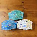 送料無料🐟両面お魚いっぱい幼児用マスク3色3枚セット　