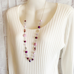 アメジストカラーのロングネックレス