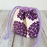 ミニ巾着　circle flower 紫