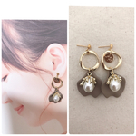 new新作⭐︎マットフラワー×ビック雫パール  上品　ピアス/イヤリング