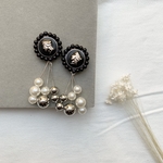 C50 ハンドメイドピアス braid black pearl