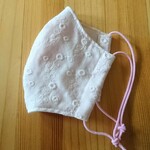 セール　再販 ダブルガーゼ刺繍おめかしレース／ピンク 【幼児～低学年むけ 立体マスク】
