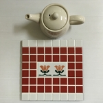 タイルプレート(鍋敷)(大判四角)：～レッド・チューリップ～