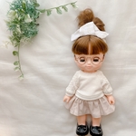 メルちゃん ソランちゃん　アラン袖トレーナー＆フリルスカートとギンガムチェックヘアバンド