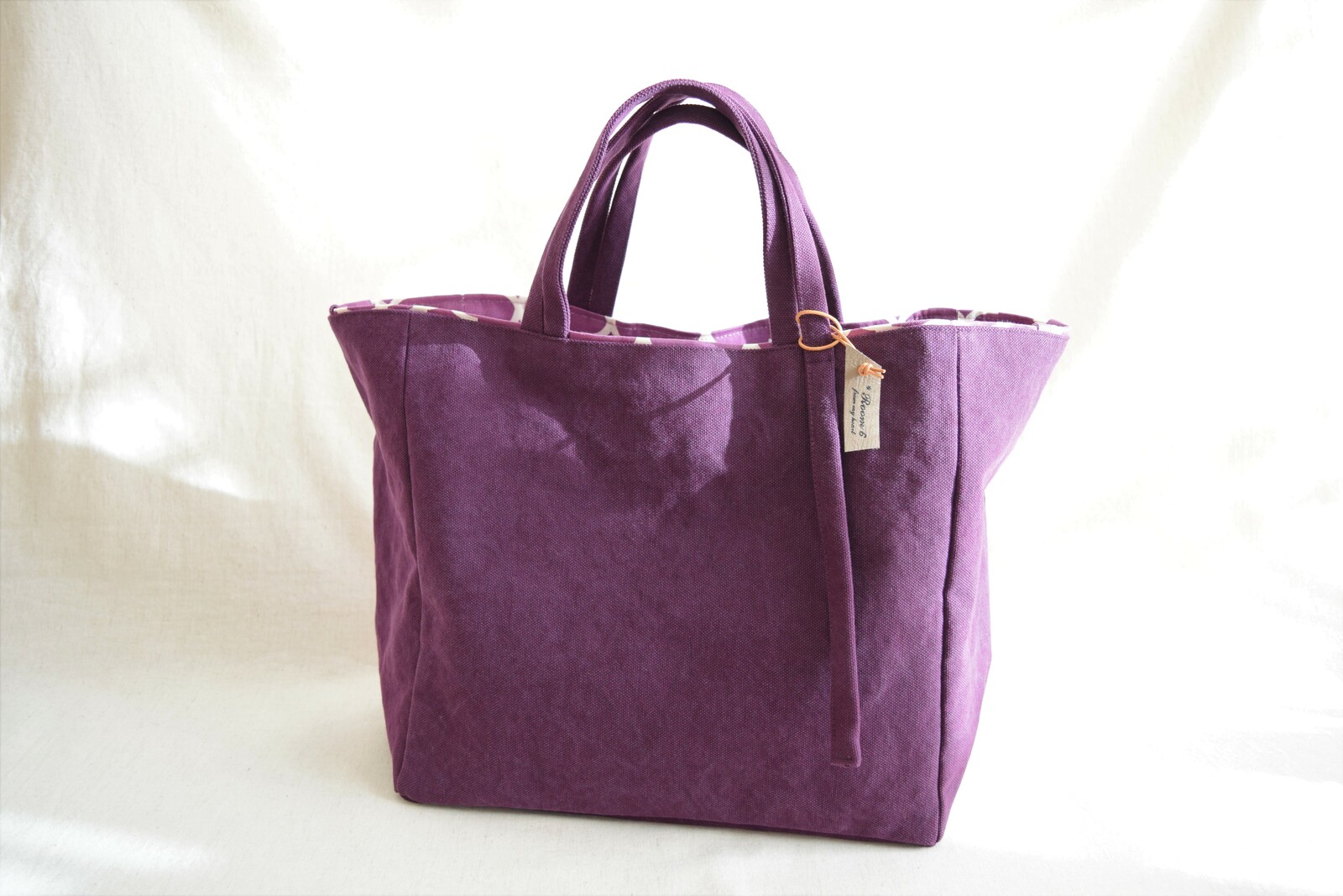 はんび　トートバッグ　ハンドメイド　ブラック　パープル 新作♡ フリル トートバッグ black - HANA-HANDMAD'S GALLERY