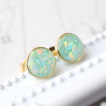 人工オパール ミルキーグリーン ピアス/イヤリング