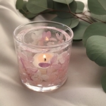 Happy Flower glass candle new（キャンドルホルダー/ハンドメイドキャンドル/ソイキャンドル/紫陽花/ピンク）