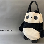 SIOCO✳︎8号帆布 ×牛革 パンダ帆布トートバッグ 《Paul》動物立体バッグ パンダ  Panda Bag 白黒　帆布トートバッグ　ぱんだ　ポール　動物バッグシリーズ　人気者