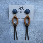 50%OFF＊お正月SALE＊くすみブルーのスエードリボンピアス