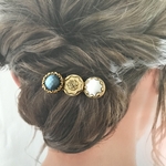 classical flower ヘアクリップ アンティークボタン ワニクリップ