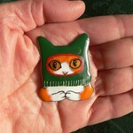 七宝焼・目出し帽をかぶったこねこ（茶白）