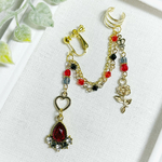 awa 薔薇 ハート イメージ ピアス イヤリング イヤーカフ 片耳 女王 mini 王冠 アンティーク ゴシック ゴスロリ 病み 可愛い ハートの女王 ヴィランズ 不思議の国のアリス