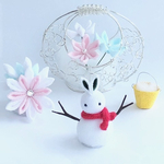 雪だるま　うさぎ　雪　雪の結晶　バケツ　冬のインテリア　つまみ細工　１月　２月　ちりめん細工　可愛い　かわいい　和小物 　季節の人形　和小物　剣つまみ