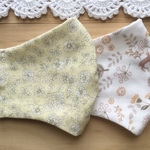 小花＆鹿さん🦌 ふんわり4重ガーゼマスク🌸オーガニック♪2枚セット♪送料無料