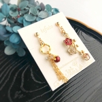 紅白梅のピアス
