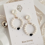 シルキーパールとハートのピアス/イヤリング