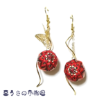 <受注作品>和・手鞠ピアス(イヤリング)～彼岸花～ 伝統工芸