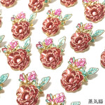 アンティークローズ 薔薇チャーム 6個【薔薇の花パーツ】