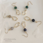 ☆天然石／選べる3color♪♪小さなひねりフープピアス／イヤリング☆ゆらゆら揺れる