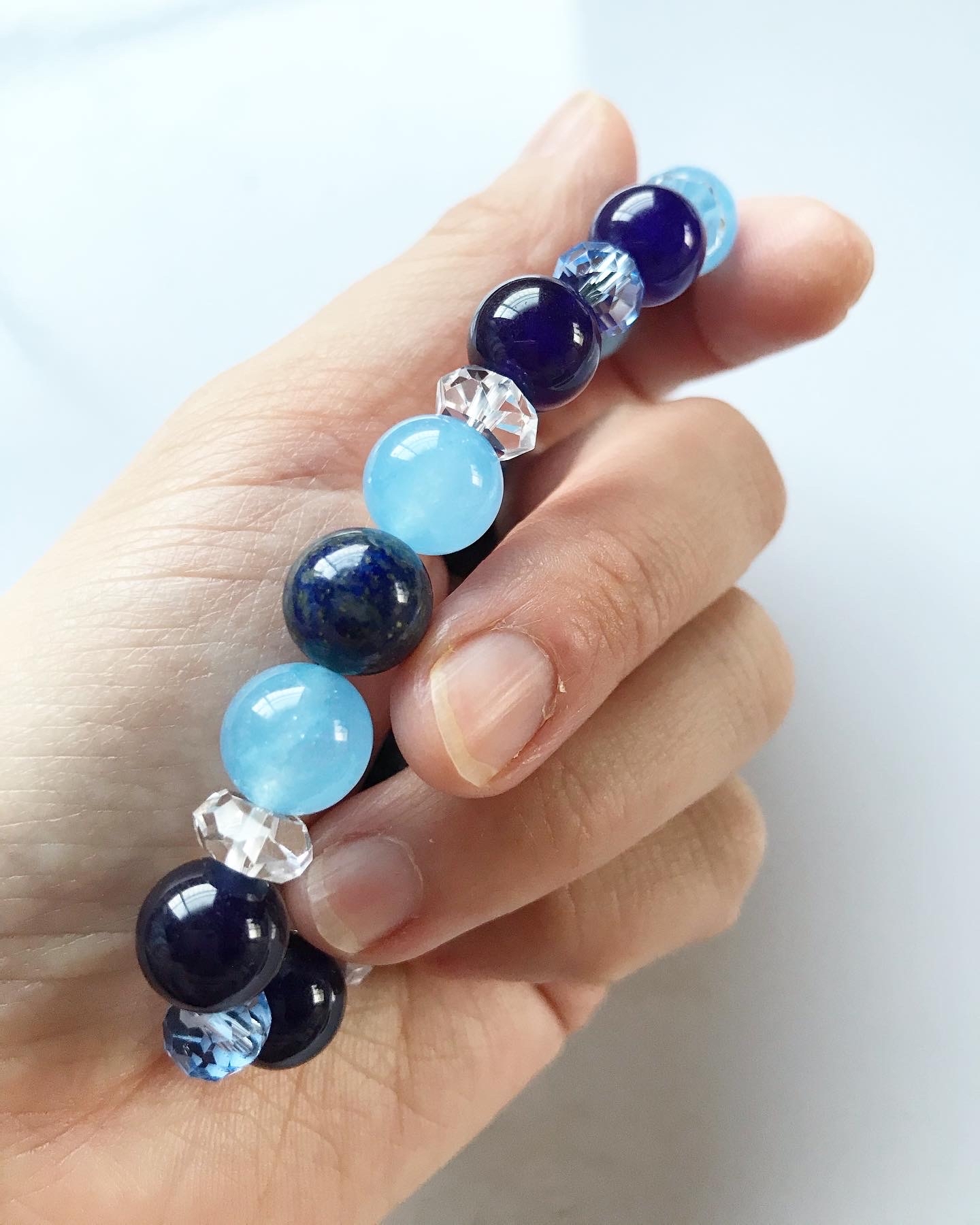 【天然希少色/最高品質】青翡翠＊約11.5mm＊　天然石ブレスレット 天然希少色/最高品質】青翡翠＊約11.5mm＊ 天然石ブレスレット