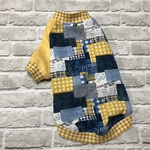 yellow パッチ柄＆ギンガムチェックＴシャツ　Ｓ