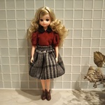 リカちゃん ブライス コーデュロイ パフスリーブ トップスとスカートのセット