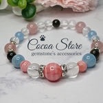 №20029【 恋愛運 アップ 】【１点物】持つ人を豊かな愛情でつつみ、心に受けた傷を癒してくれる インカローズ （+ アクアマリン ローズクォーツ ）天然石 ブレスレット