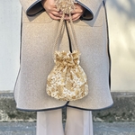 【2/15(月)PM21:00再販】インドシルク刺繍巾着バッグ010【受注制作】