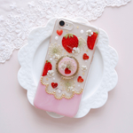 ❁スマホリング付き❁ 本物いちごと小花のスカラップ❁.*･ﾟ押し花iPhoneケース  ストロベリーピンク【※iPhone専用ページ】