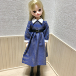 リカちゃん　衿付きワンピース　ストライプ