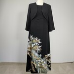 留袖ドレス　ボレロ７分袖付き　着物リメイクワンピース  金彩グリーン