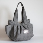 Lサイズ　グレンチェック柄プリント生地　ころりんバッグ♪　Fm2 Lab.