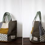 【sona様ご予約品】▼いろいろパッチのふかふか丸底トートバッグ▼