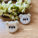 ❤️🐻レトロなクマちゃんのビーズ刺繍ピンブローチ🐻❤️ホワイトクマちゃん